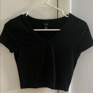 wild fable Black V-Neck Crop Top